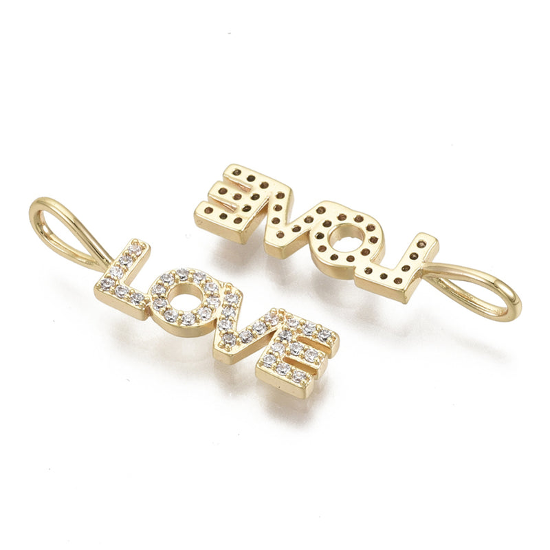 Love, Brass, Enchapado 18k, Charm y Pendant