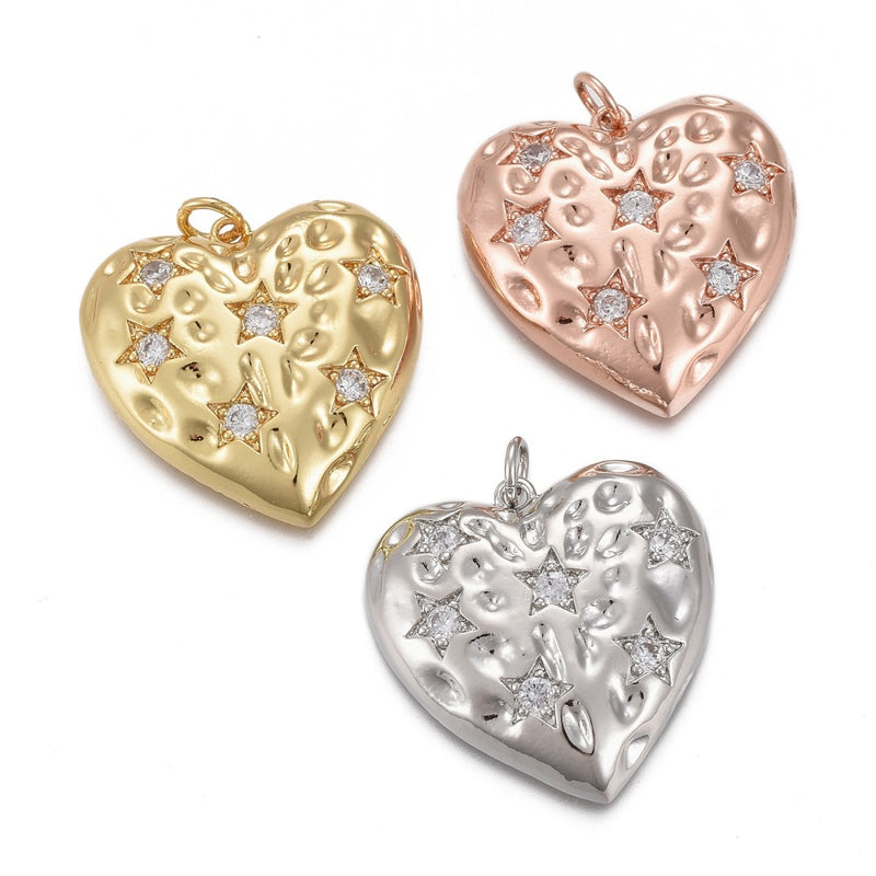 Corazón, Brass Enchapado 18k, Charm y Pendant