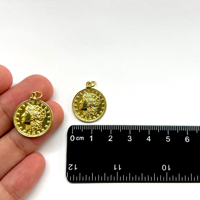 Moneda, Brass, Enchapado 18k, Charm y Pendant