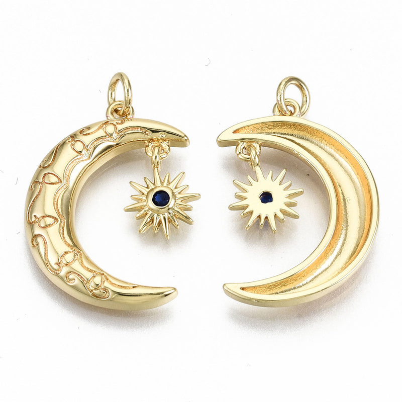 Luna, Sol, Brass, Enchapado 16k, Charm y Pendant