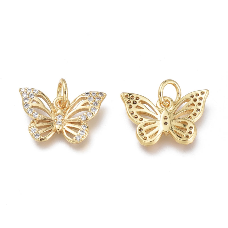 Mariposa, Brass, Enchapado 18k, Charm y Pendant