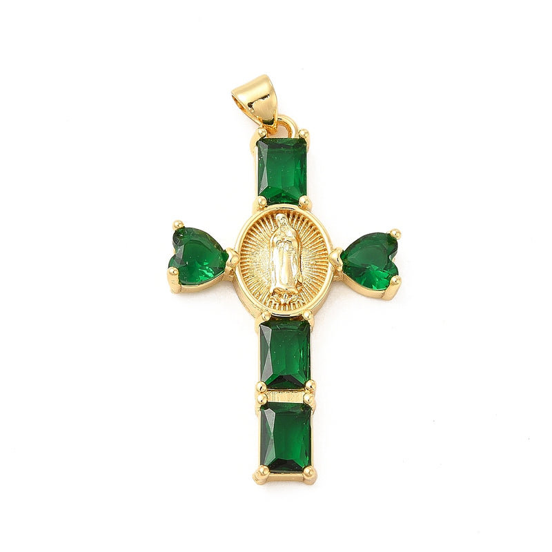 Cruz, Virgen, Brass, Enchapado 18k, Charm y Pendant