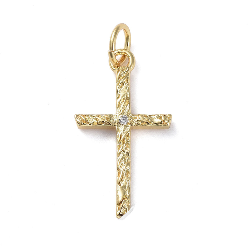 Cruz, Brass Enchapado 18k, Charm y Pendant