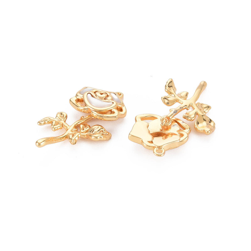 Rosa, Brass, Enchapado 18k, Charm y Pendant