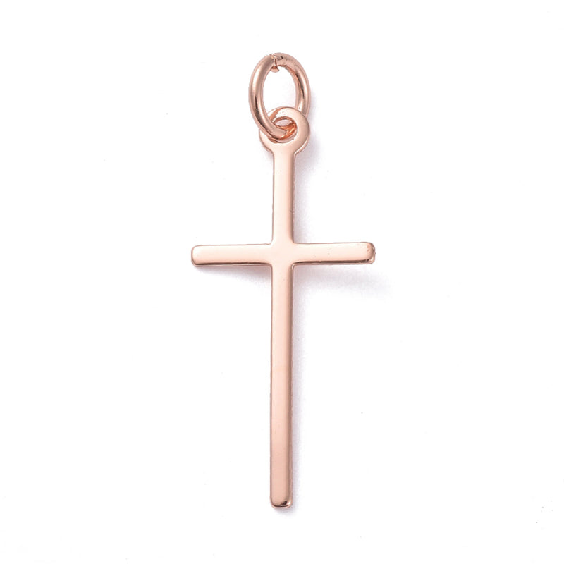 Cruz, Brass, Enchapado 18k, Charm y Pendant