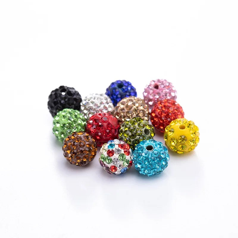 Rhinestone Clay Beads, 8mm