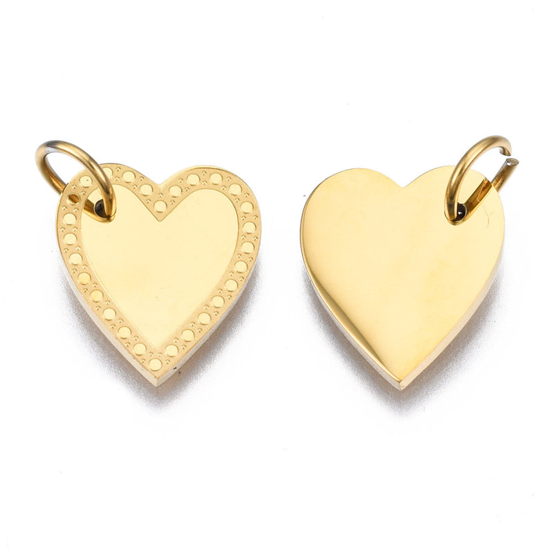 Corazón, Stainless Steel, Enchapado 14k, Charm y Pendant