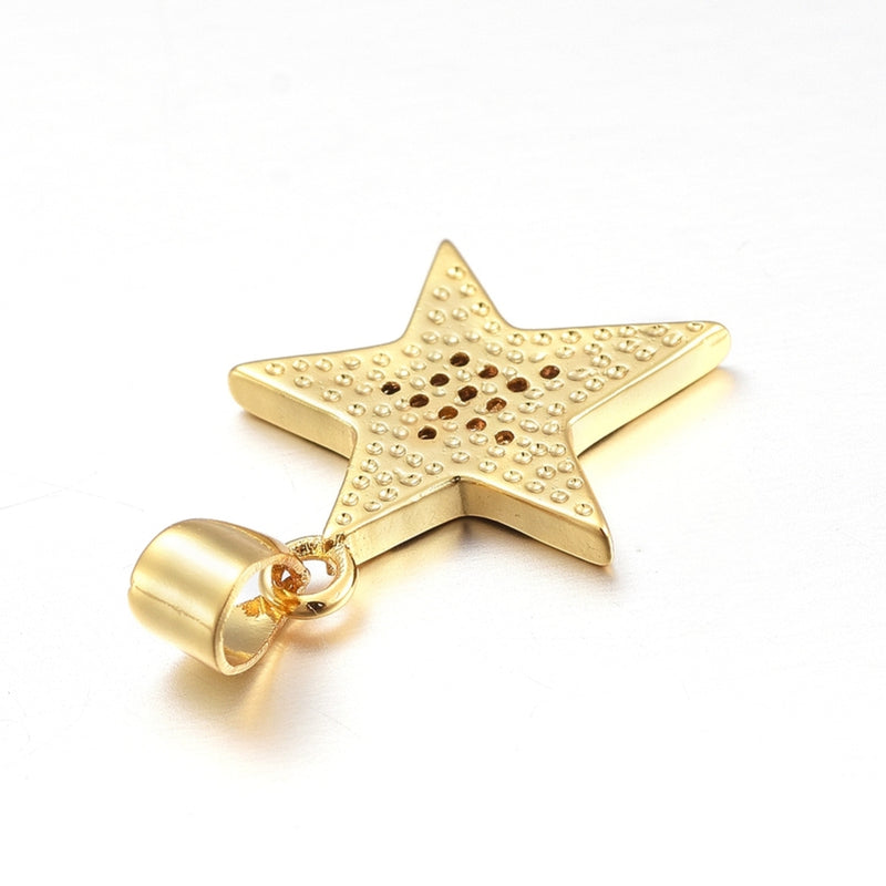 Estrella, Brass, Enchapado, Charm y Pendant