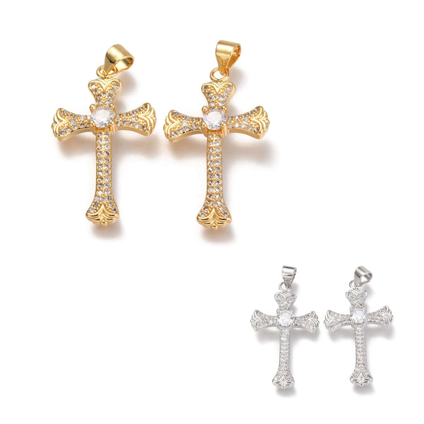 Cruz, Brass Enchapado 18k, Charm y Pendant