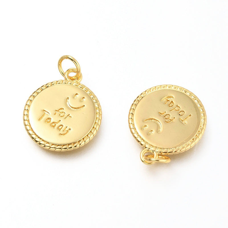 :) for today, Happy Face, Brass, Enchapado 18k, Charm y Pendant