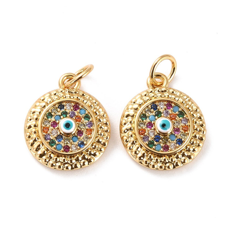 Ojo, Evil Eye, Brass, Enchapado 18k, Charm y Pendant