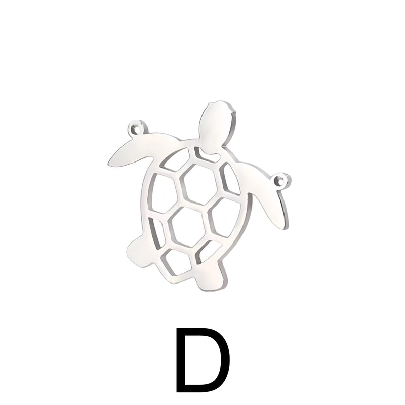 Carey, Tortuga, Stainless Steel, Charm y Pendant