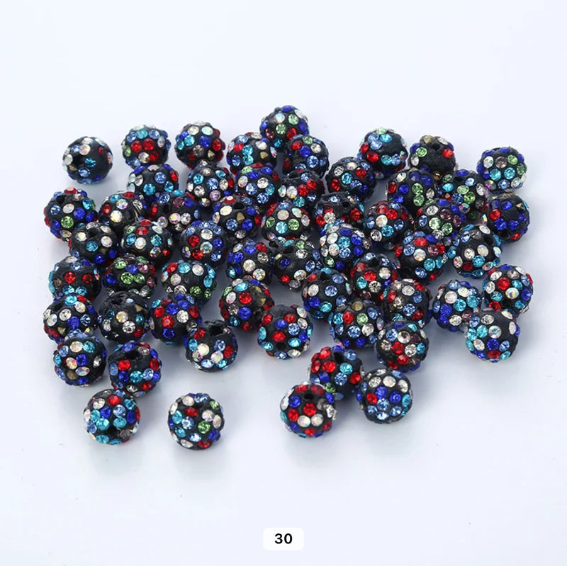 Rhinestone Clay Beads, 10mm