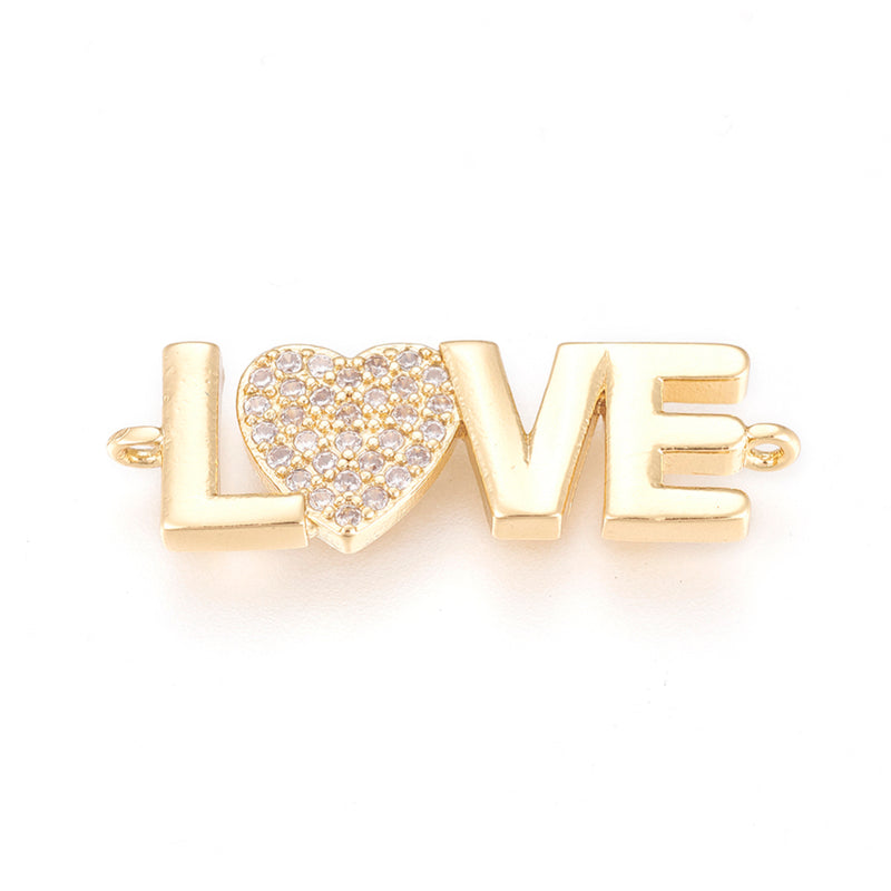 Love, Corazon, Brass, Enchapado 18k, Conector