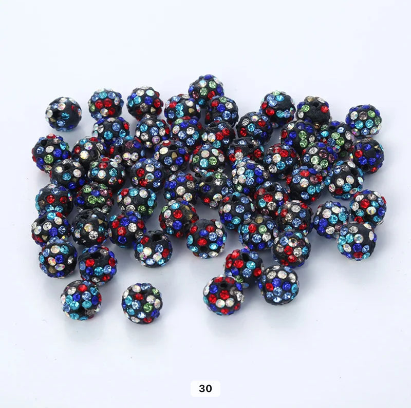 Rhinestone Clay Beads, 8mm