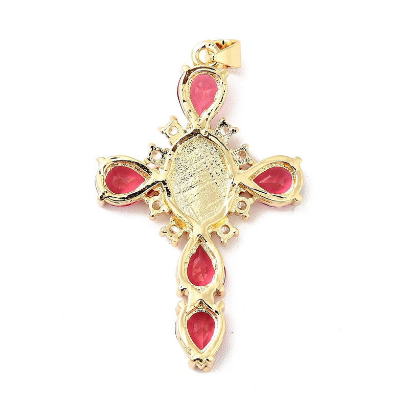 Cruz, Virgen, Brass, Enchapado 18k, Charm y Pendant