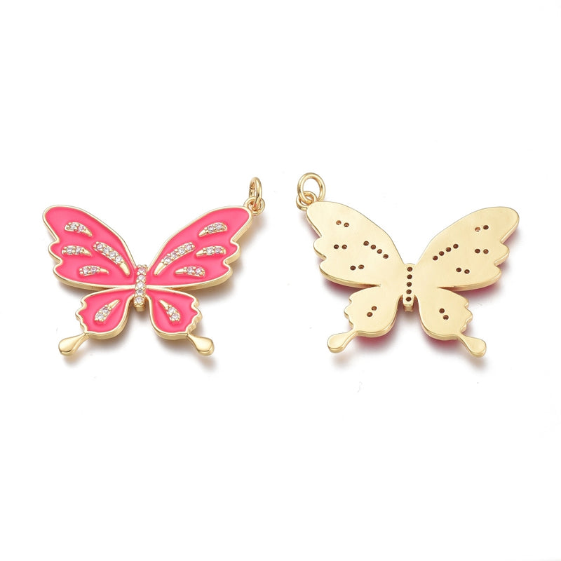 Mariposa, Brass, Enchapado 18k, Charm y Pendant