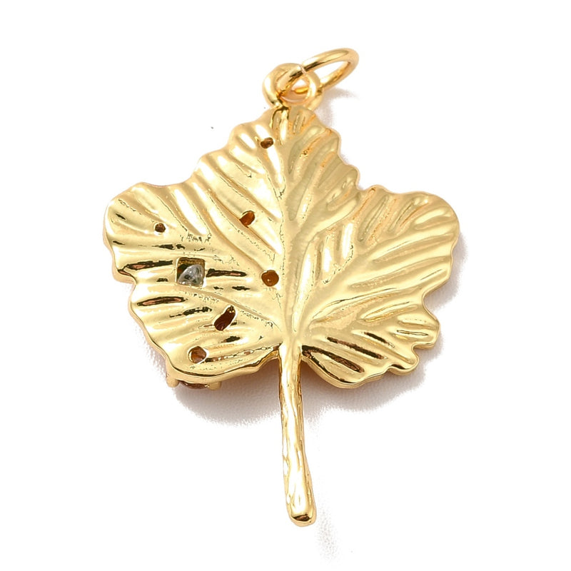 Hoja, Otoño, Brass, Enchapado 18k, Charm y Pendant