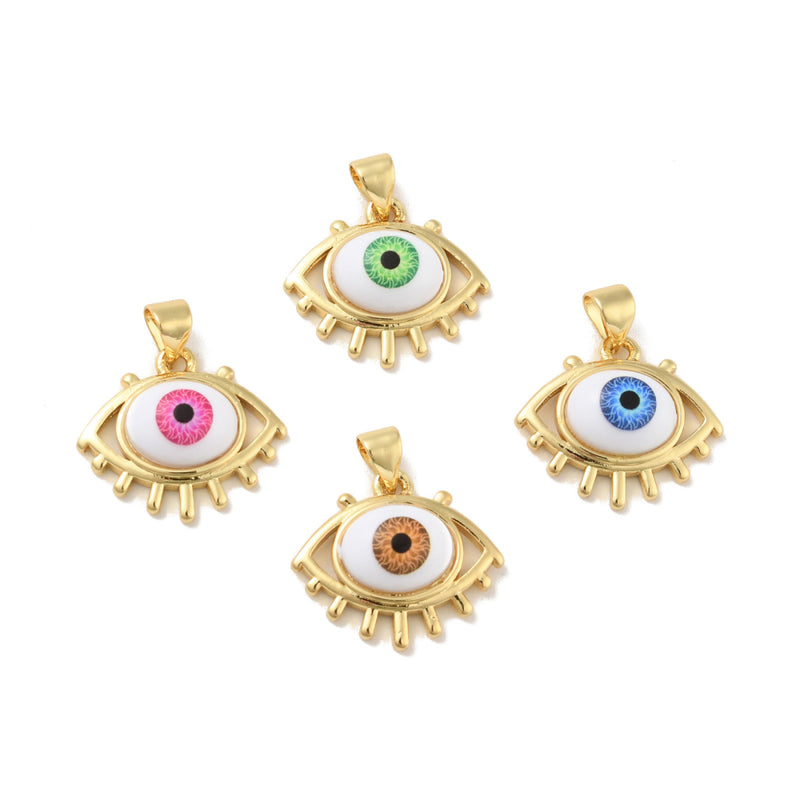 Ojo, Evil Eye, Brass, Enchapado 18k, Charm y Pendant