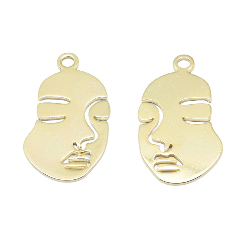 Rostro, Cara, Brass, Enchapado 18k, Charm y Pendant