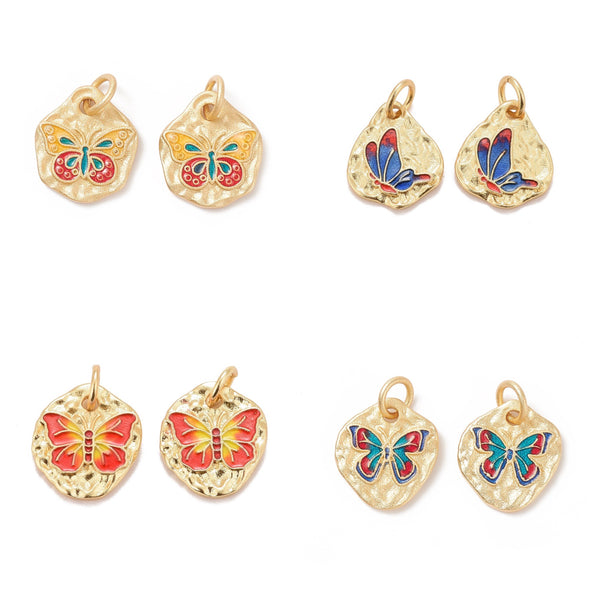 Mariposa, Brass, Enchapado 18k, Charm y Pendant