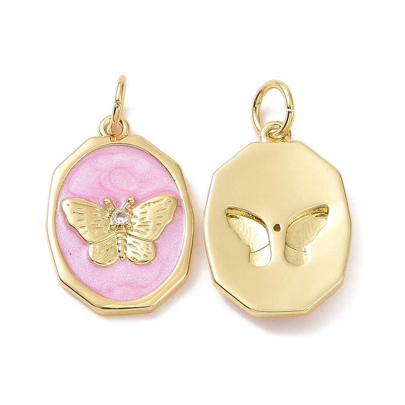 Mariposa, Brass, Enchapado 18k, Charm y Pendant