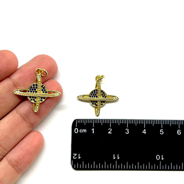 Planeta, Brass, Enchapado 18k, Charm y Pendant