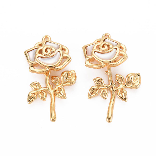 Rosa, Brass, Enchapado 18k, Charm y Pendant