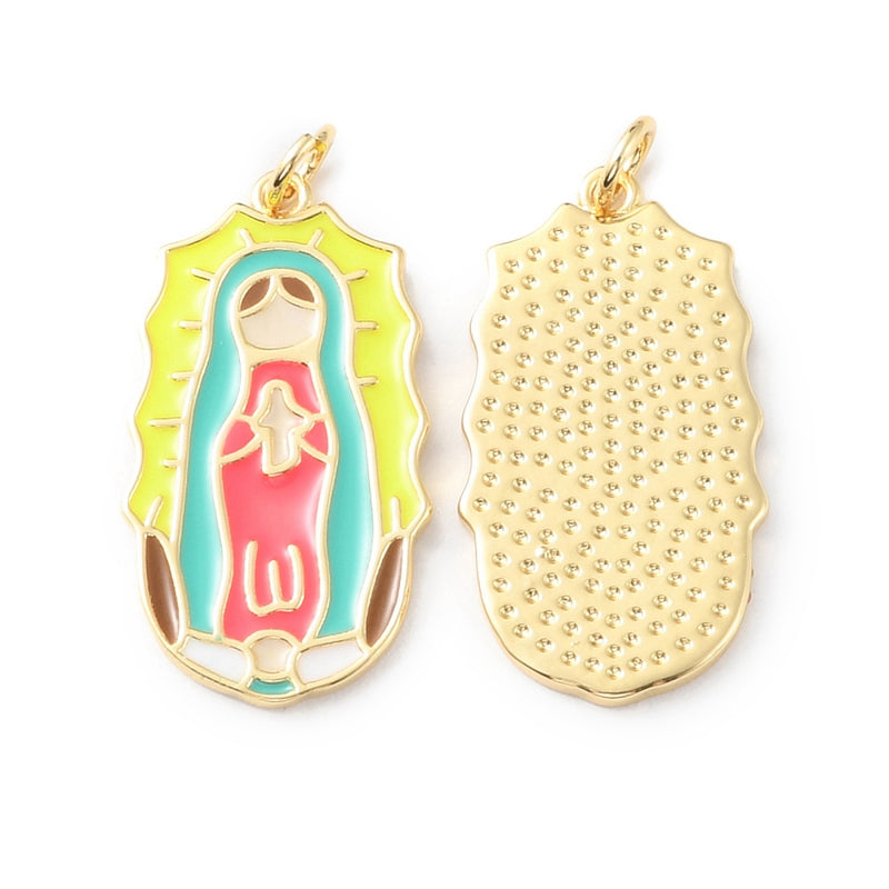 Virgen de Guadalupe, Brass, Enchapado 18k, Charm y Pendant