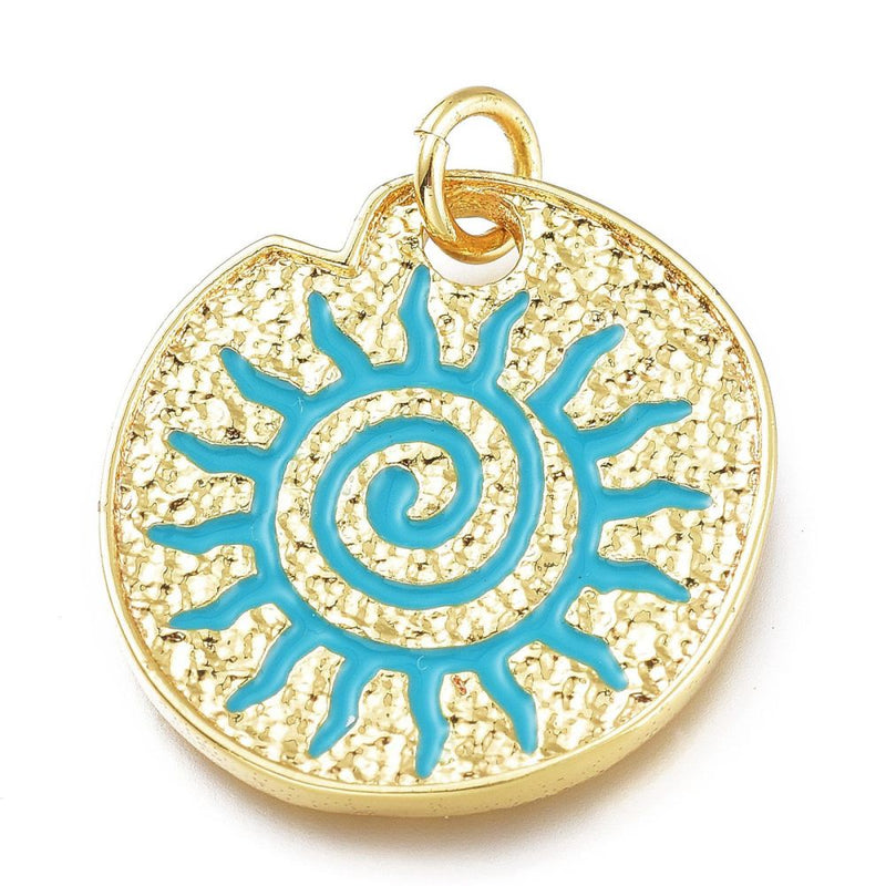 Sol, Brass, Enchapado 18k, Charm y Pendant