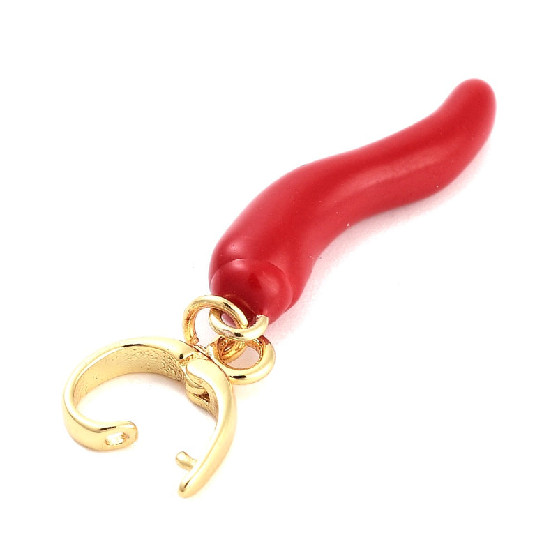 Chili, Cuerno, Brass, Enchapado 18k, Charm y Pendant