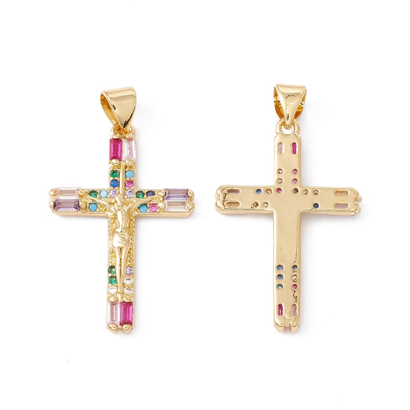 Cruz, Brass, Enchapado 18k, Charm y Pendant