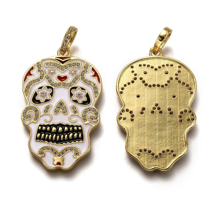 Calavera, Brass, Enchapado 18k, Charm y Pendants