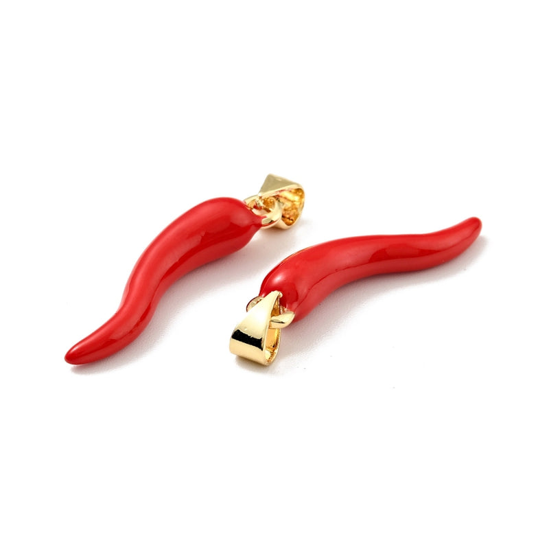 Chili, Cuerno, Brass, Enchapado 18k, Charm y Pendant