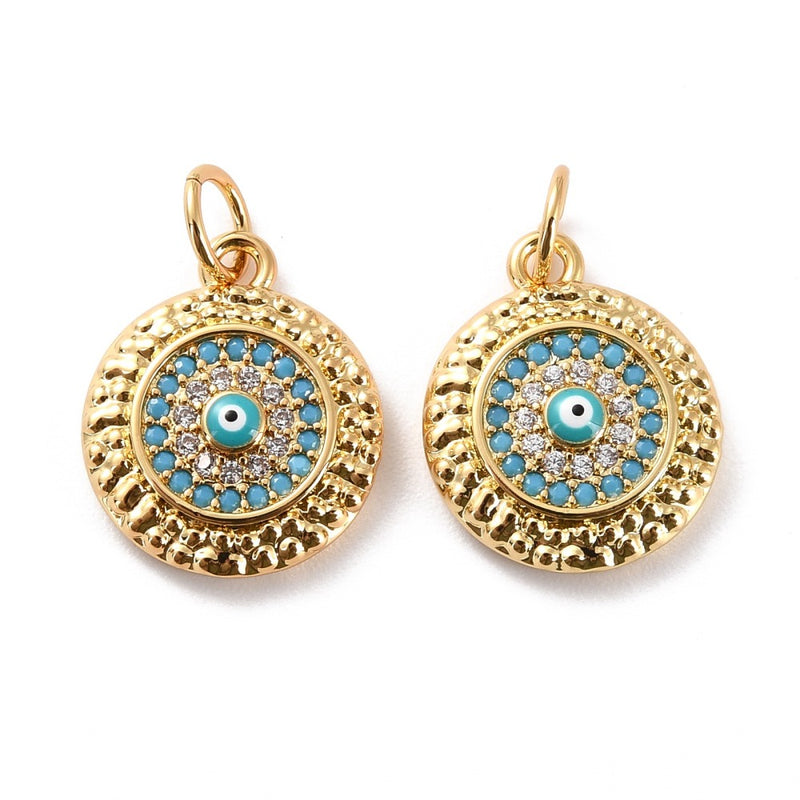 Ojo, Evil Eye, Brass, Enchapado 18k, Charm y Pendant