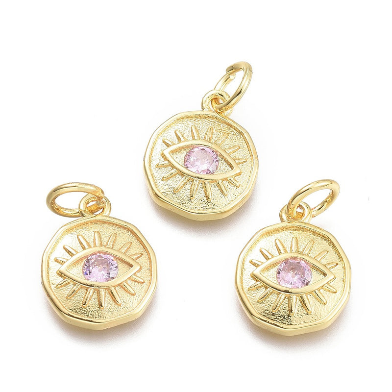 Ojo, Evil Eye, Brass, Enchapado 18k, Charm y Pendant