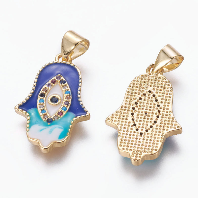 Mano de Hamsa, Fatima, Brass, Enchapado, Charm y Pendant