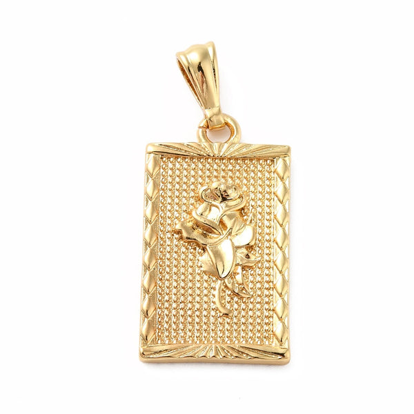 Flor, Brass, Enchapado 18k, Charm y Pendant