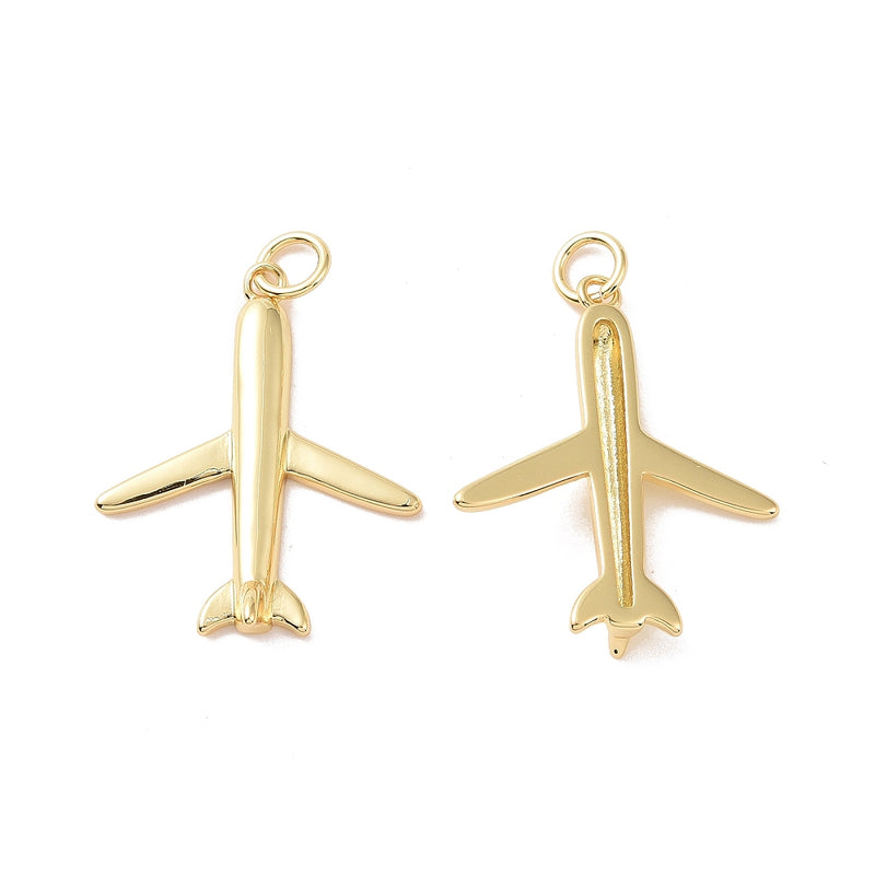 Avión, Brass, Enchapado 18k, Charm y Pendant