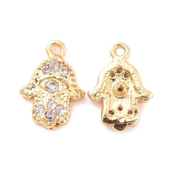 Mano de Hamsa, Fatima, Ojo, Brass, Enchapado 18k, Charm y Pendant