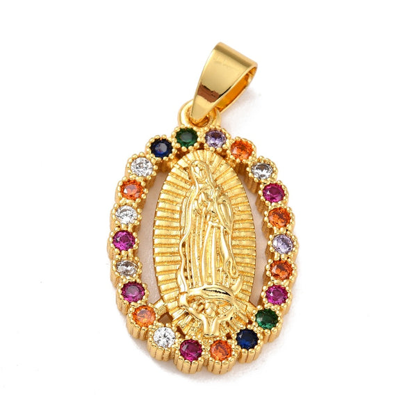 Virgen de Guadalupe, Brass, Enchapado 18k, Charm y Pendant