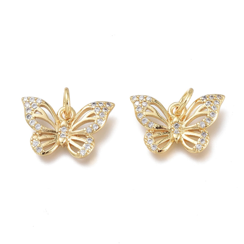 Mariposa, Brass, Enchapado 18k, Charm y Pendant