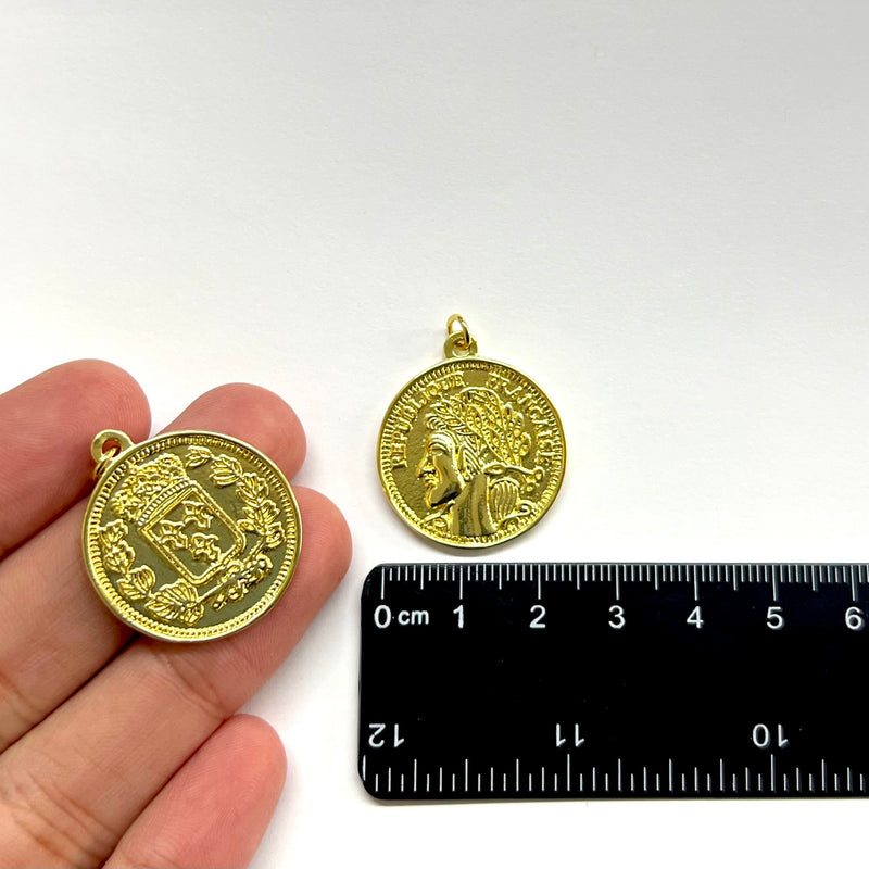 Moneda, Brass, Enchapado 18k, Charm y Pendant