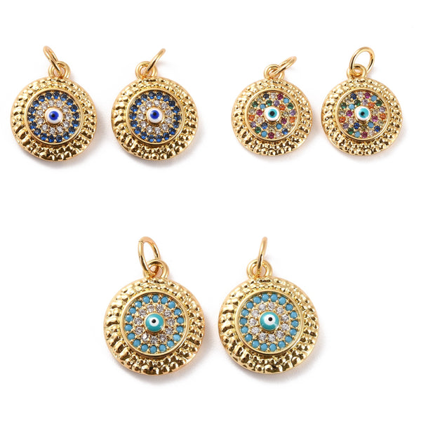 Ojo, Evil Eye, Brass, Enchapado 18k, Charm y Pendant