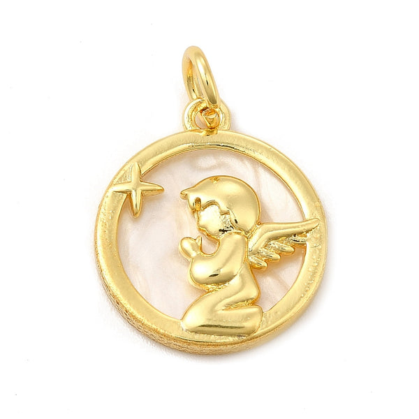 Angel, Brass, Enchapado 18k, Charm y Pendant