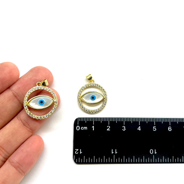 Ojo, Evil Eye, Brass, Enchapado 18k, Charm y Pendant