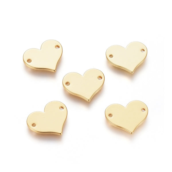 Corazón, Stamping, Enchapado 18k, 11x13mm, Conector