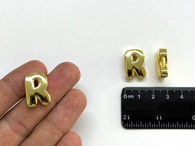 Letra, Inicial, Enchapado 18k, Pasador Deslizante