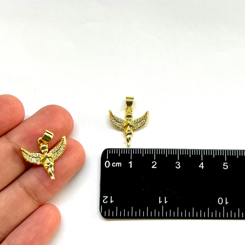 Angel, Brass, Enchapado 18k, Charm y Pendant