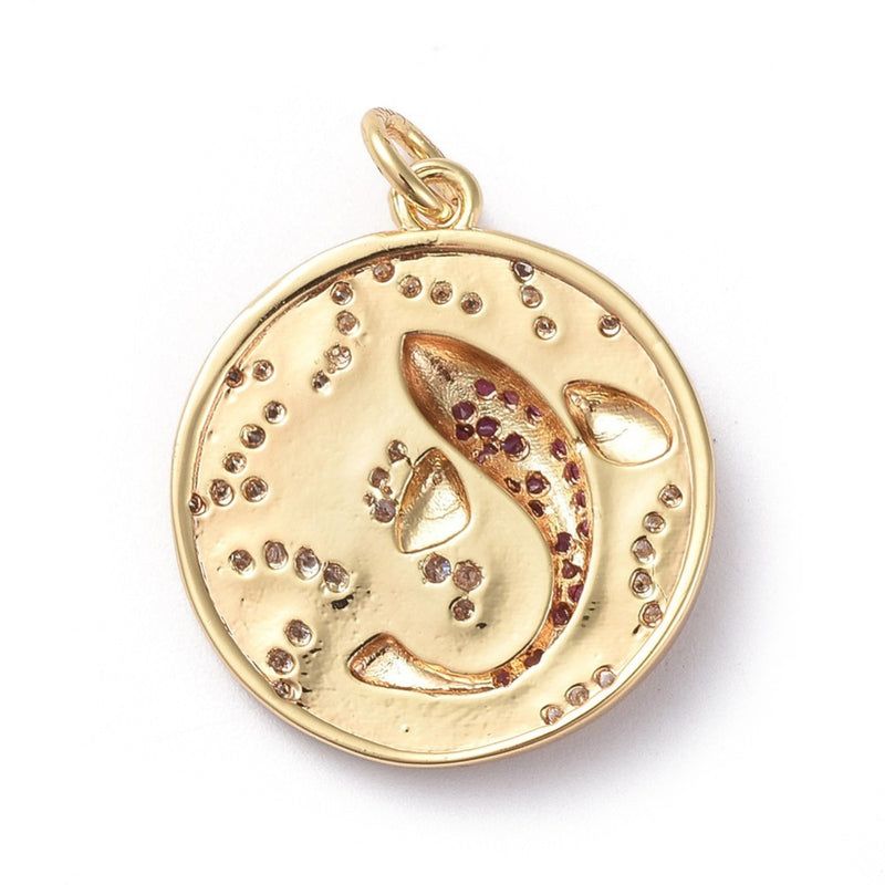 Pez Koi, Brass, Enchapado 18k, Charm y Pendant